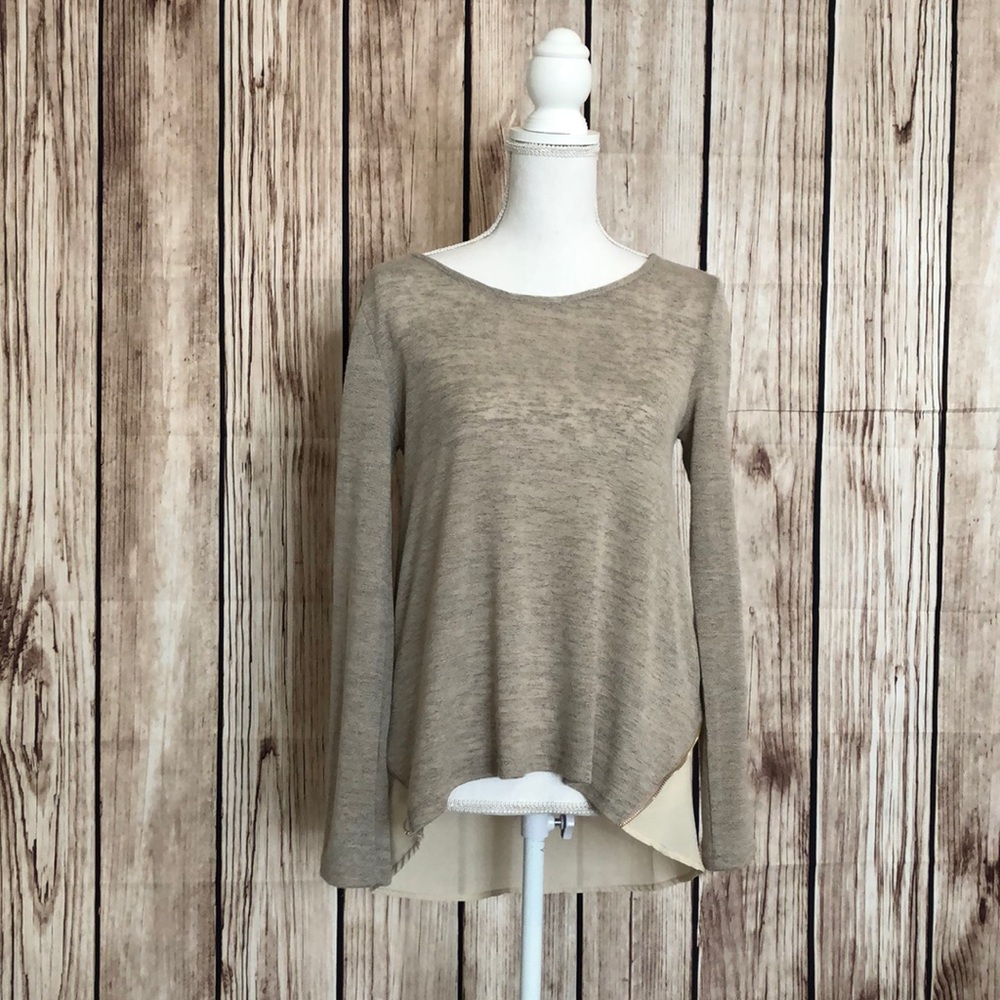 Ya Los Angeles Zip Sweater w/Sheer Peekaboo Back M